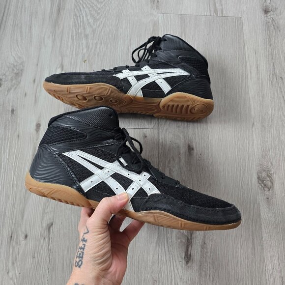 Asics | Matflex 7 black white hi-top wrestling sneakers shoes | MENS 11 - Picture 1 of 10